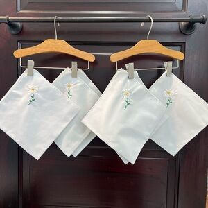 White with Daisy Embroidered Cloth Napkins Set of Six